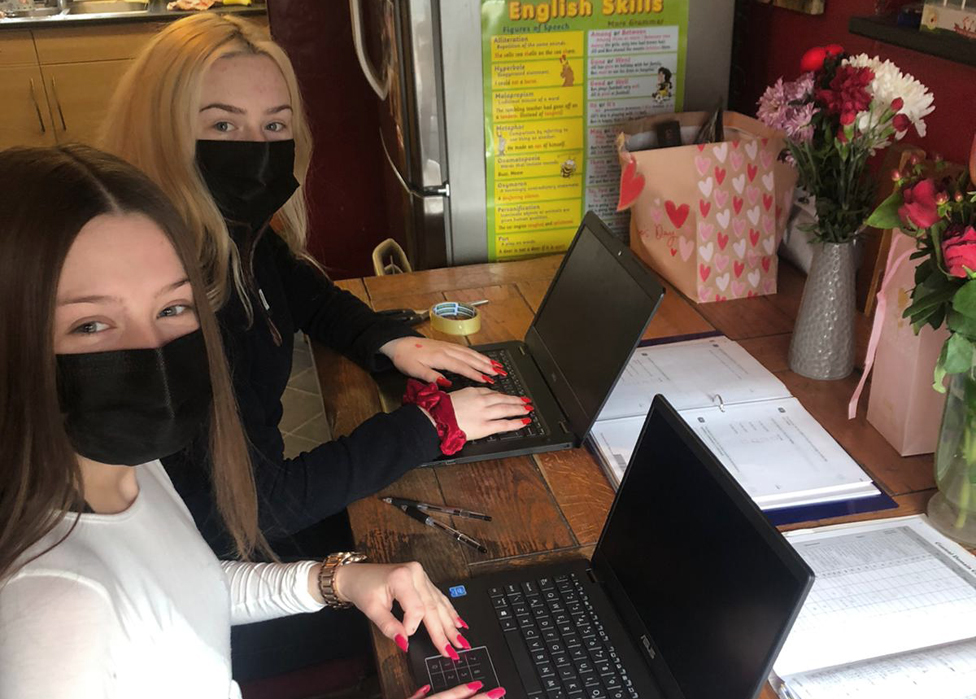 students working indoors during lockdown